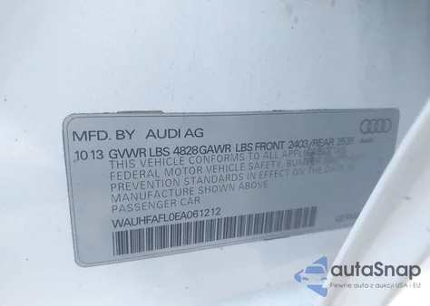 2014 Audi A4 2.0T Premium from USA, damaged, VIN WAUHFAFL0EA061212